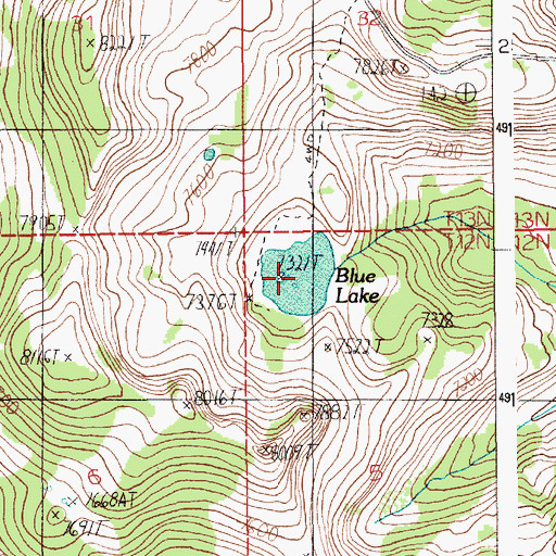 Topographic Map of Blue Lake, ID