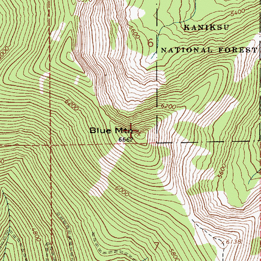 Topographic Map of Blue Mountain, ID