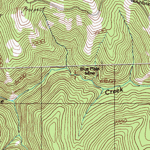 Topographic Map of Blue Plate Mine, ID