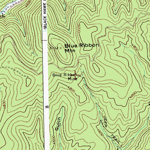 Topographic Map of Blue Ribbon Mine, ID