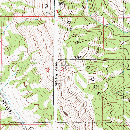 Topographic Map of Blue Ridge, ID