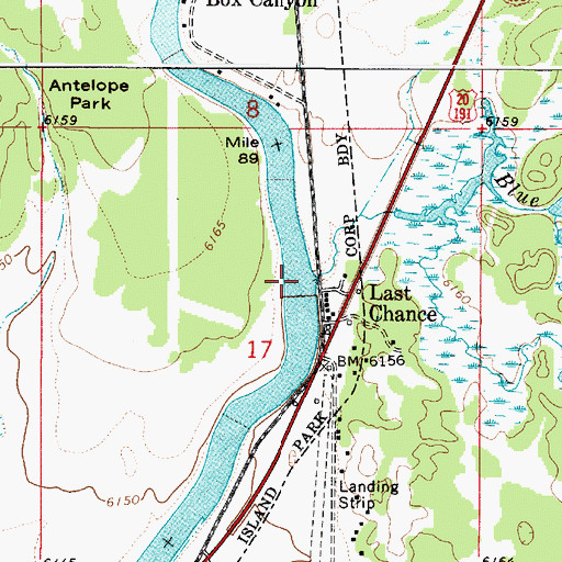 Topographic Map of Blue Spring Creek, ID
