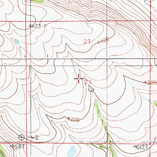 Topographic Map of Blue Spring Creek, ID