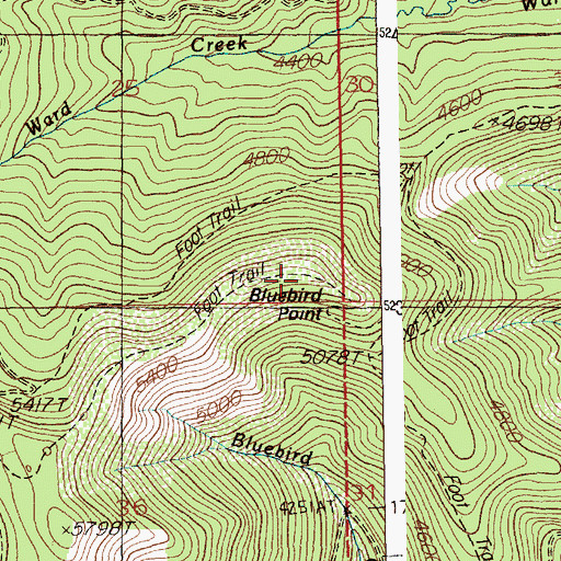 Topographic Map of Bluebird Point, ID