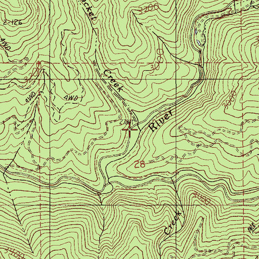 Topographic Map of Bluejacket Creek, ID