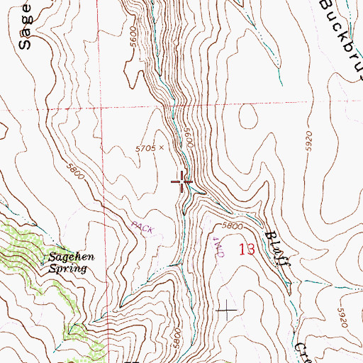 Topographic Map of Bluff Creek, ID