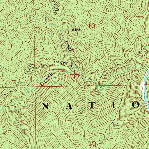 Topographic Map of Bluff Creek, ID