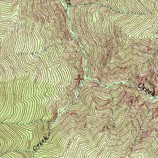 Topographic Map of Bluff Creek, ID