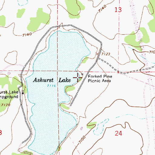 Topographic Map of Forked Pine Campground, AZ