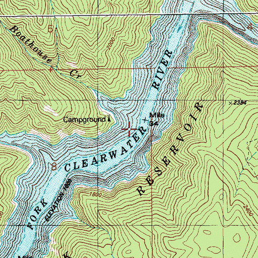 Topographic Map of Boathouse Creek, ID