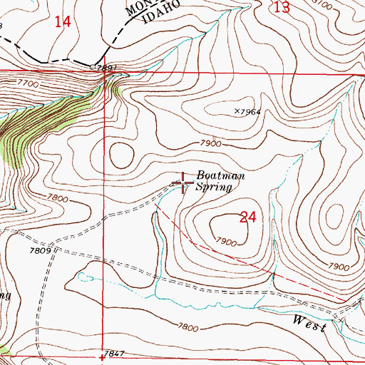 Topographic Map of Boatman Spring, ID