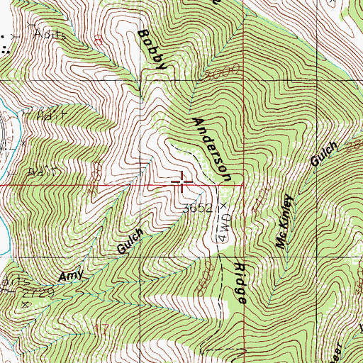 Topographic Map of Bobby Anderson Ridge, ID