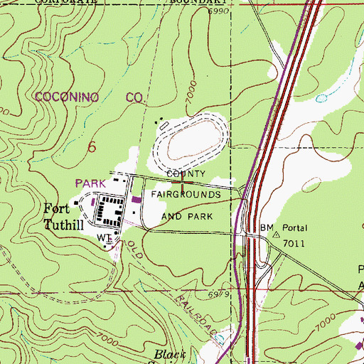 Topographic Map of Fort Tuthill County Park, AZ