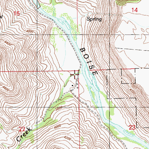 Topographic Map of Bock Creek, ID