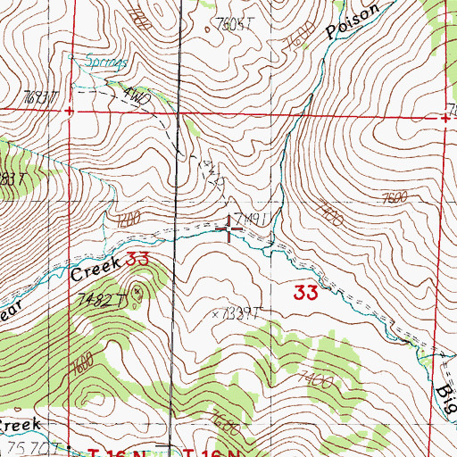 Topographic Map of Bog Creek, ID