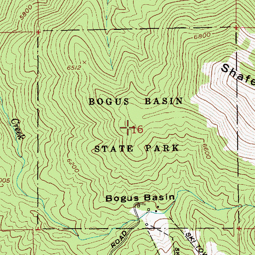 Topographic Map of Bogus Basin State Park, ID