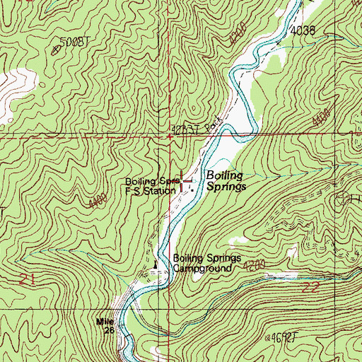 Topographic Map of Boiling Springs, ID