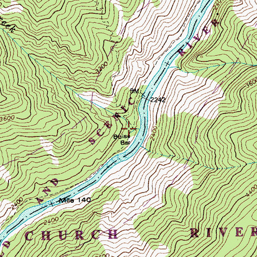 Topographic Map of Boise Creek, ID