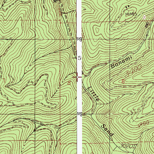 Topographic Map of Bonami Creek, ID