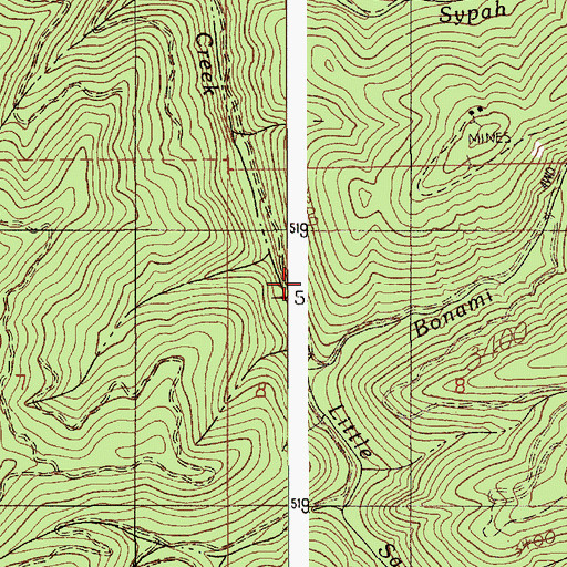 Topographic Map of Bonami Number 1 Mine, ID