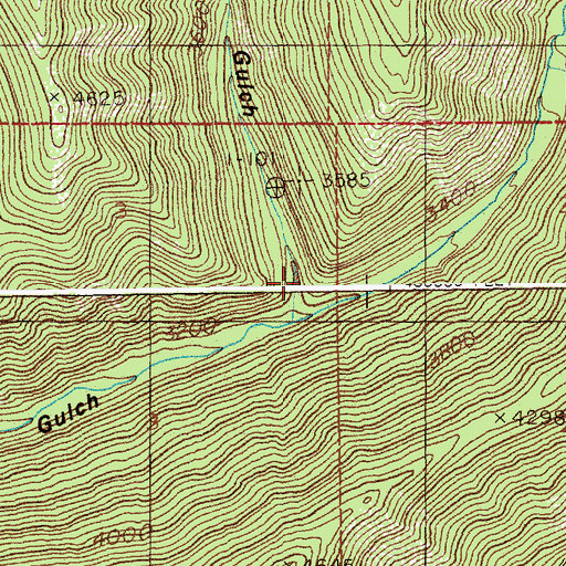 Topographic Map of Bonanza Gulch, ID