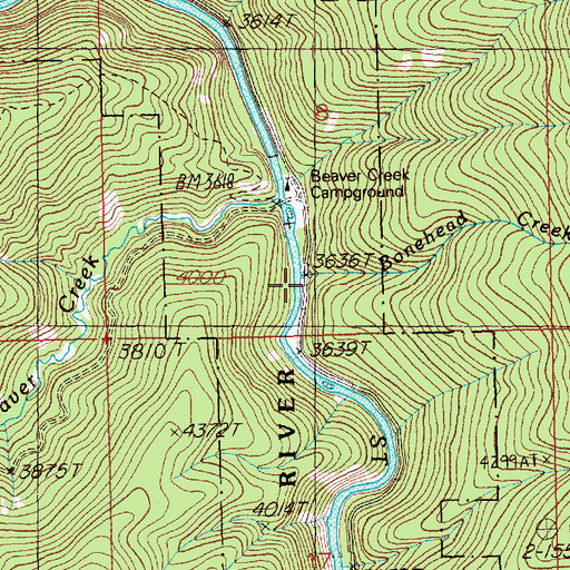 Topographic Map of Bonehead Creek, ID