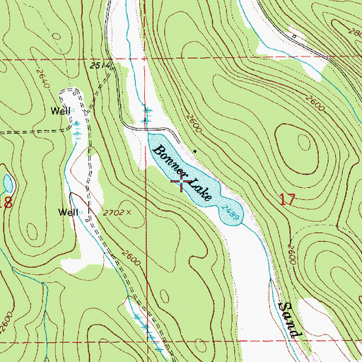 Topographic Map of Bonner Lake, ID