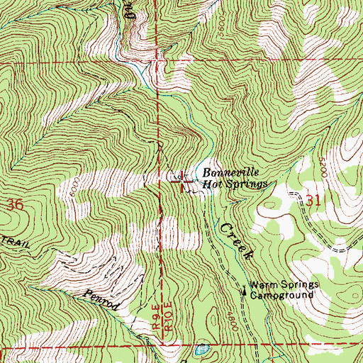 Topographic Map of Bonneville Hot Springs, ID
