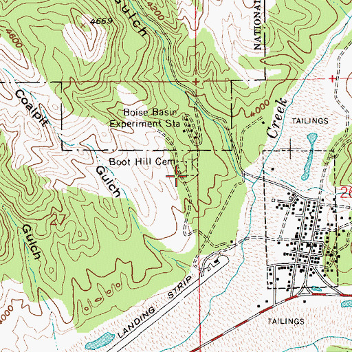 Topographic Map of Old Pioneer Cemetery, ID
