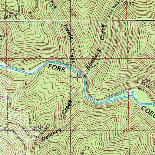 Topographic Map of Bootjack Creek, ID