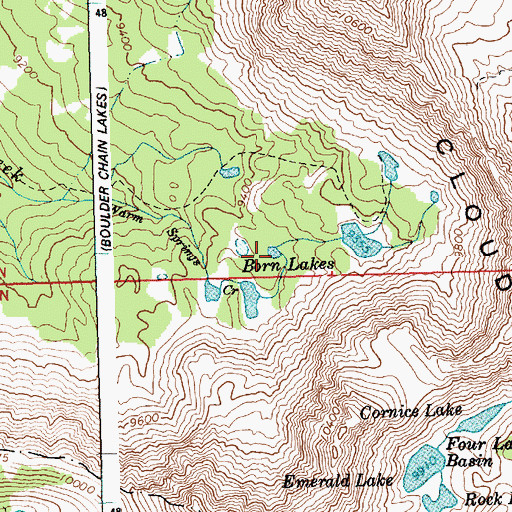 Topographic Map of Boorn Lakes, ID