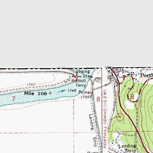 Topographic Map of Borthill Ferry, ID