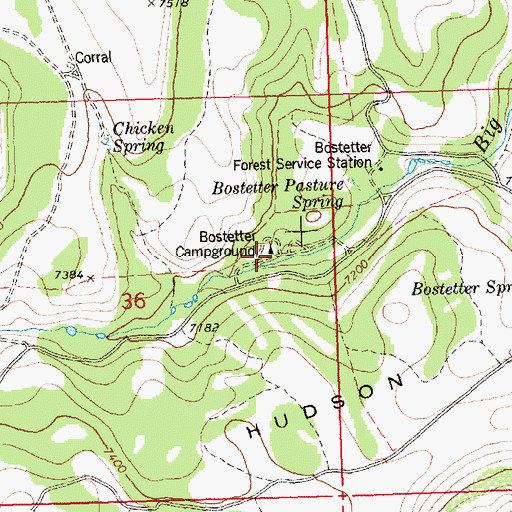 Topographic Map of Bostetter Campground, ID