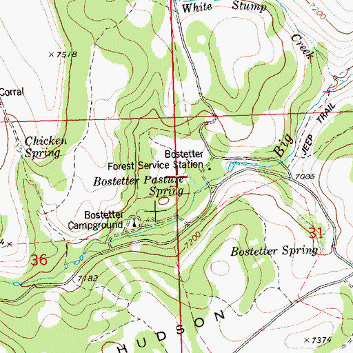 Topographic Map of Bostetter Pasture Spring, ID