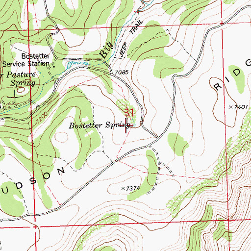 Topographic Map of Bostetter Spring, ID