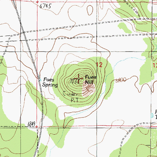 Topographic Map of Fues Hill, AZ