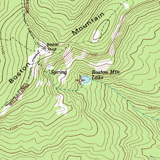 Topographic Map of Boston Mountain Lake, ID
