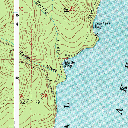 Topographic Map of Bottle Bay, ID