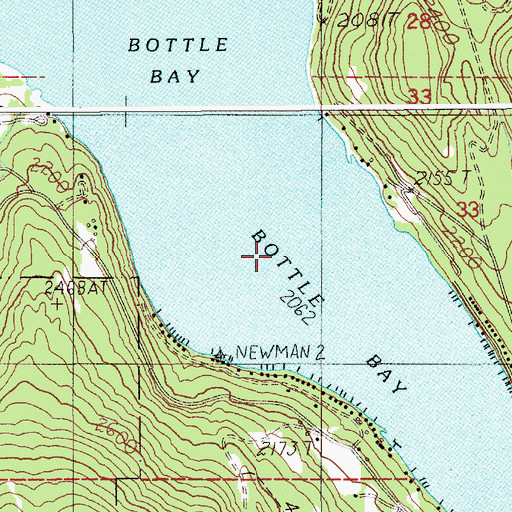 Topographic Map of Bottle Bay, ID