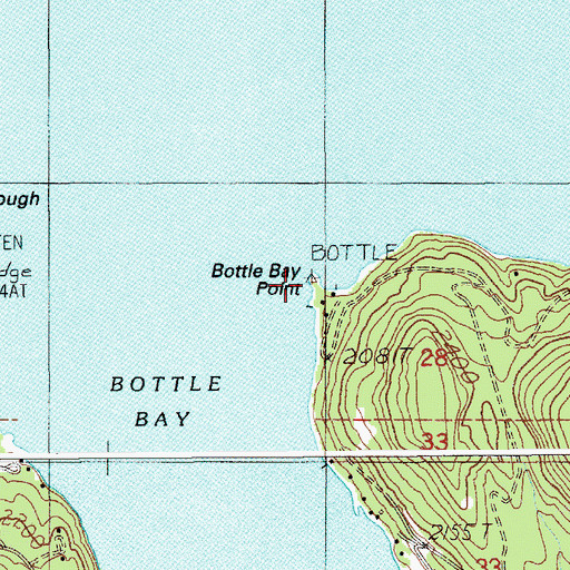 Topographic Map of Bottle Bay Point, ID