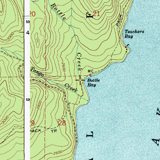 Topographic Map of Bottle Creek, ID