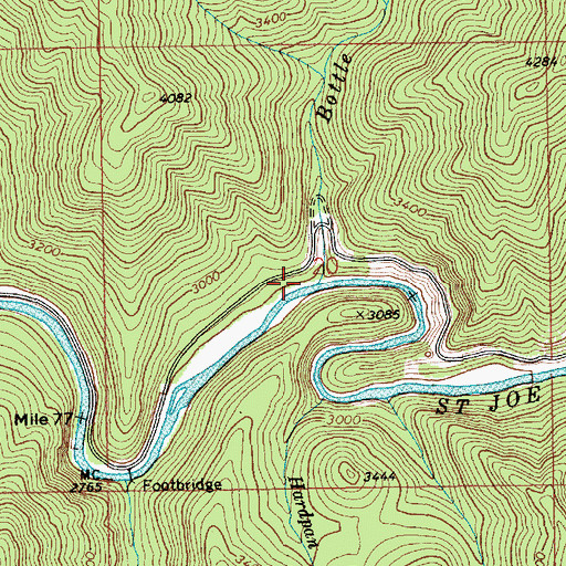 Topographic Map of Bottle Creek, ID