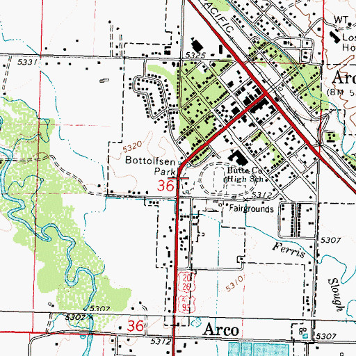 Topographic Map of Bottolfsen Park, ID