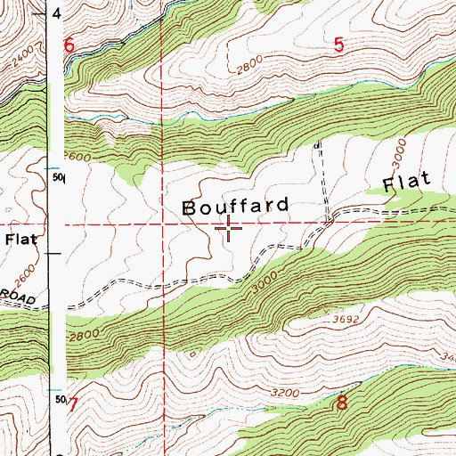 Topographic Map of Bouffard Flat, ID