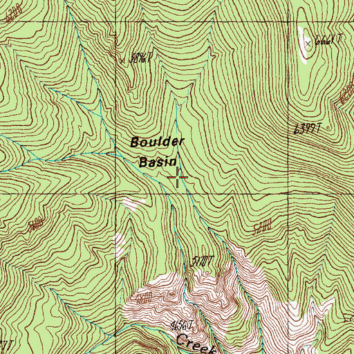 Topographic Map of Boulder Basin, ID
