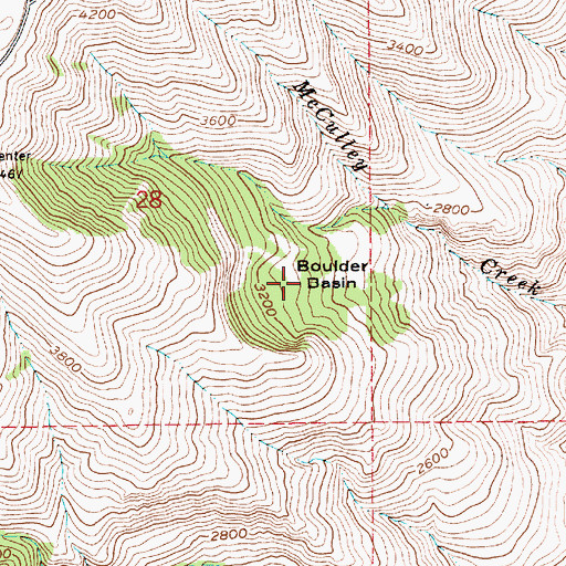 Topographic Map of Boulder Basin, ID