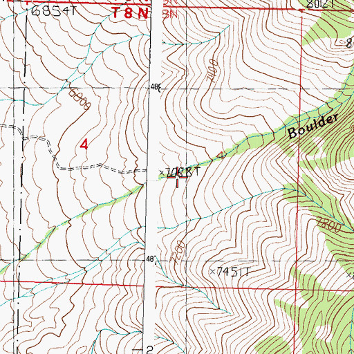 Topographic Map of Boulder Canyon, ID