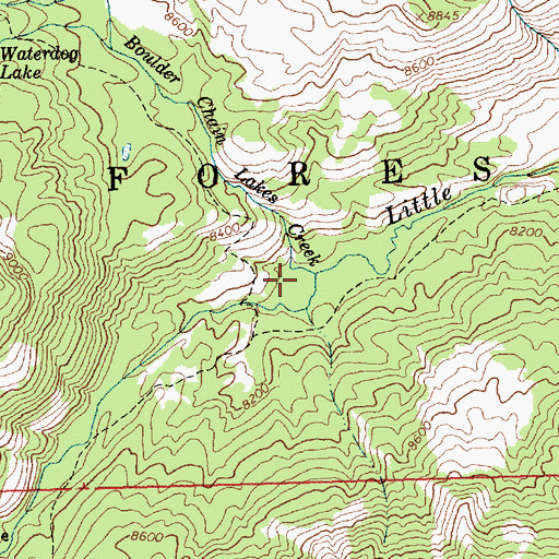 Topographic Map of Boulder Chain Lakes Creek, ID