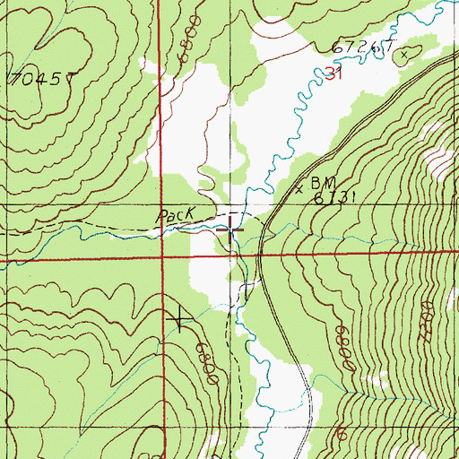 Topographic Map of Boulder Creek, ID