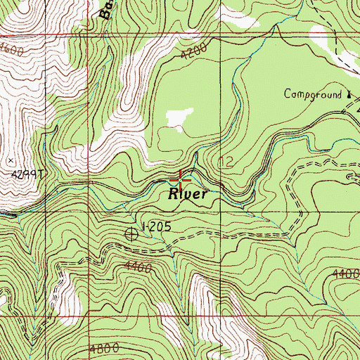 Topographic Map of Boulder Creek, ID